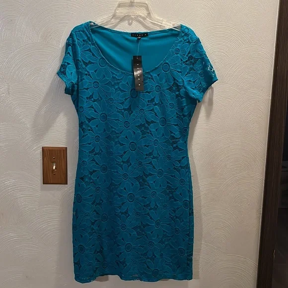 Tiana B. | Dresses | Nwt Tiana B Turquoise Lace Sheath Dress Size Large  Fully Lined Except Sleeves | Poshmark